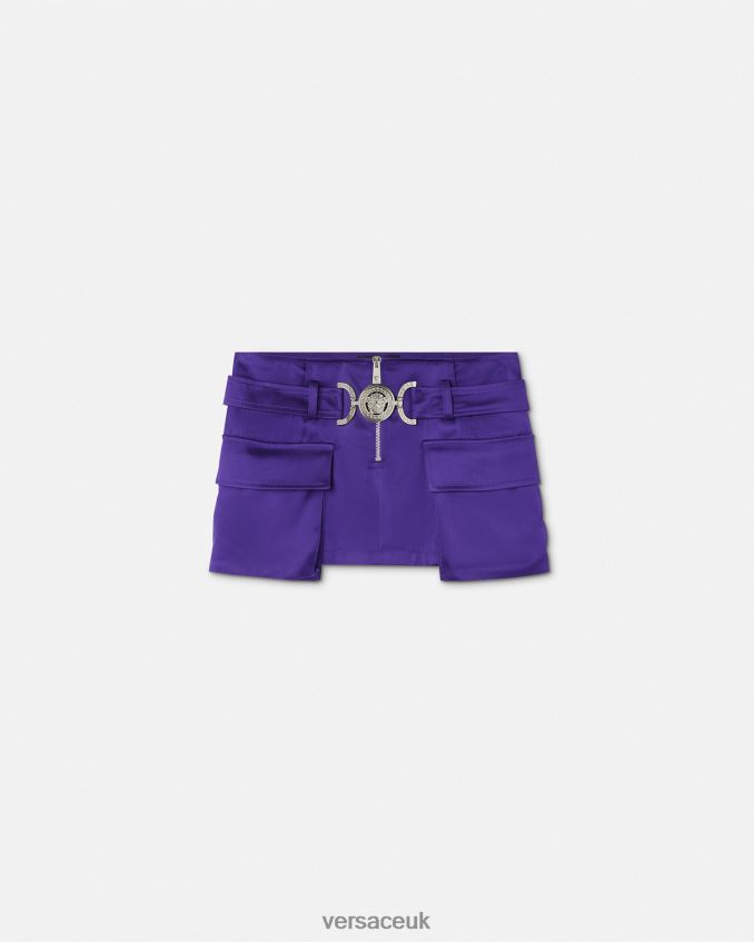 Women Versace Medusa '95 Cargo Mini Skirt 6D2D06187 Violet Clothing