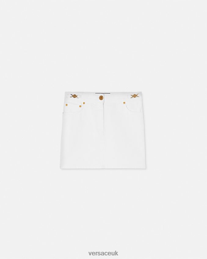 Women Versace Medusa '95 Denim Mini Skirt 6D2D06161 White Clothing