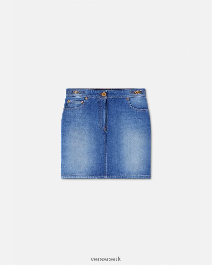 Women Versace Medusa '95 Denim Mini Skirt 6D2D06167 Blue Clothing