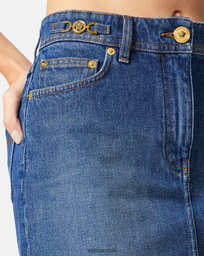 Women Versace Medusa \'95 Denim Mini Skirt 6D2D06167 Blue Clothing