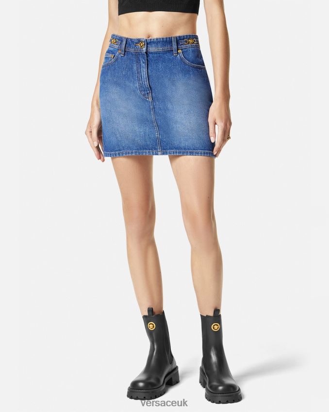 Women Versace Medusa \'95 Denim Mini Skirt 6D2D06167 Blue Clothing