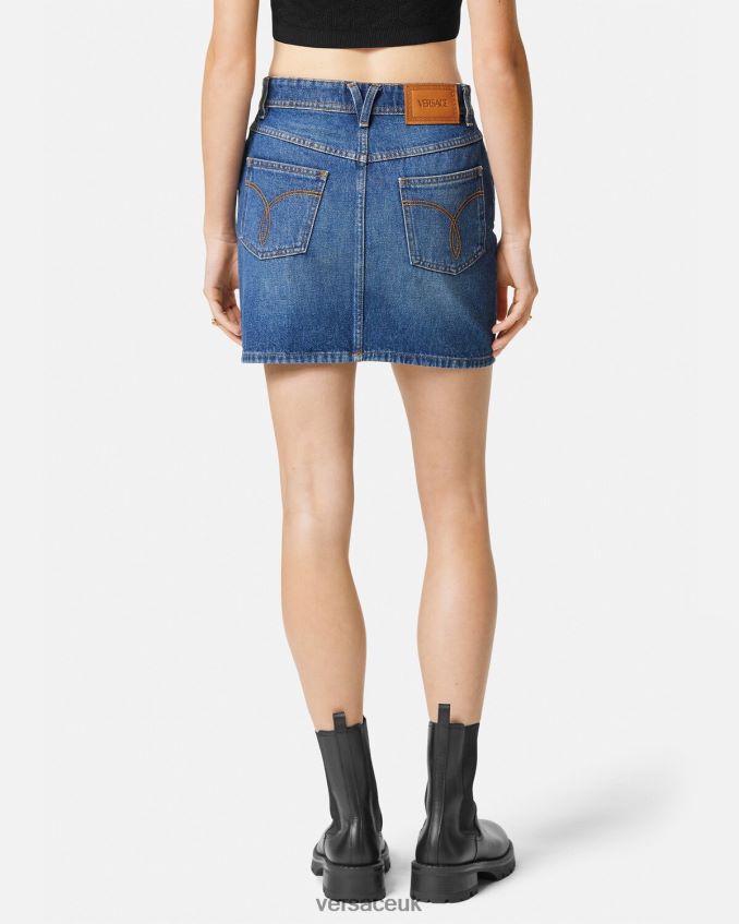 Women Versace Medusa \'95 Denim Mini Skirt 6D2D06167 Blue Clothing
