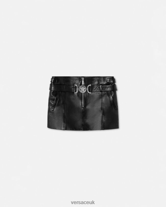 Women Versace Medusa '95 Leather Mini Skirt 6D2D06175 Black Clothing