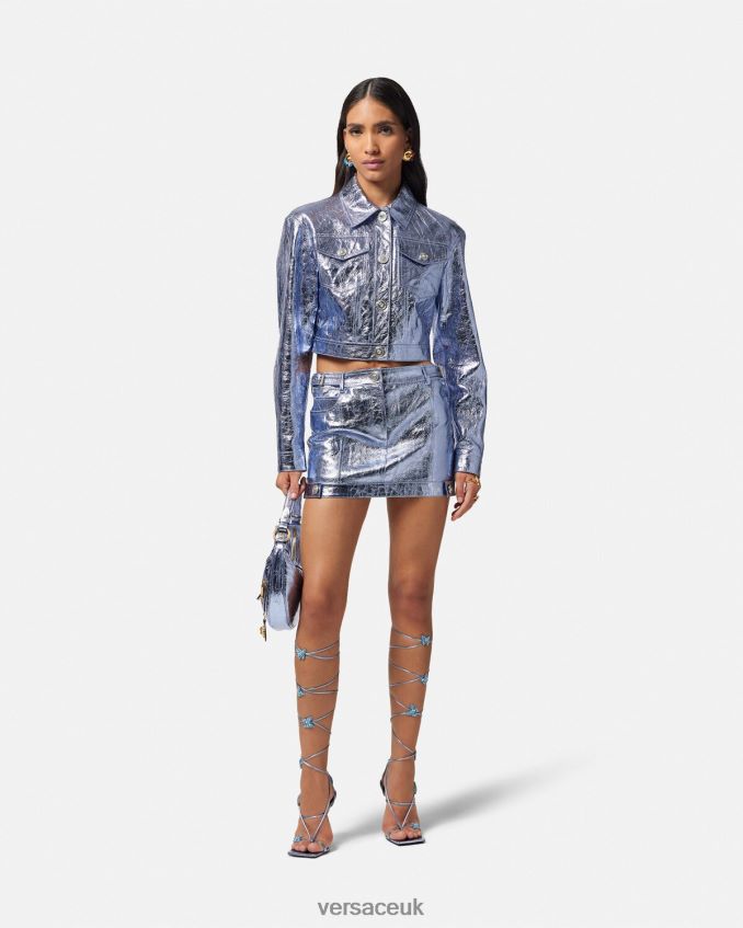 Women Versace Medusa Metallic Leather Mini Skirt 6D2D06160 Metallic Clothing