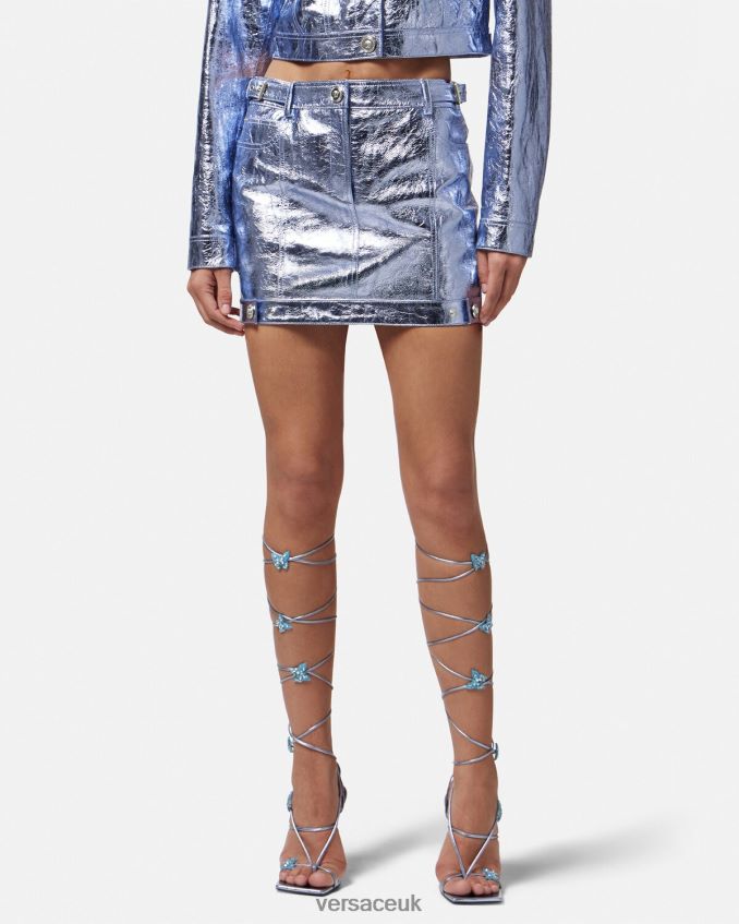 Women Versace Medusa Metallic Leather Mini Skirt 6D2D06160 Metallic Clothing
