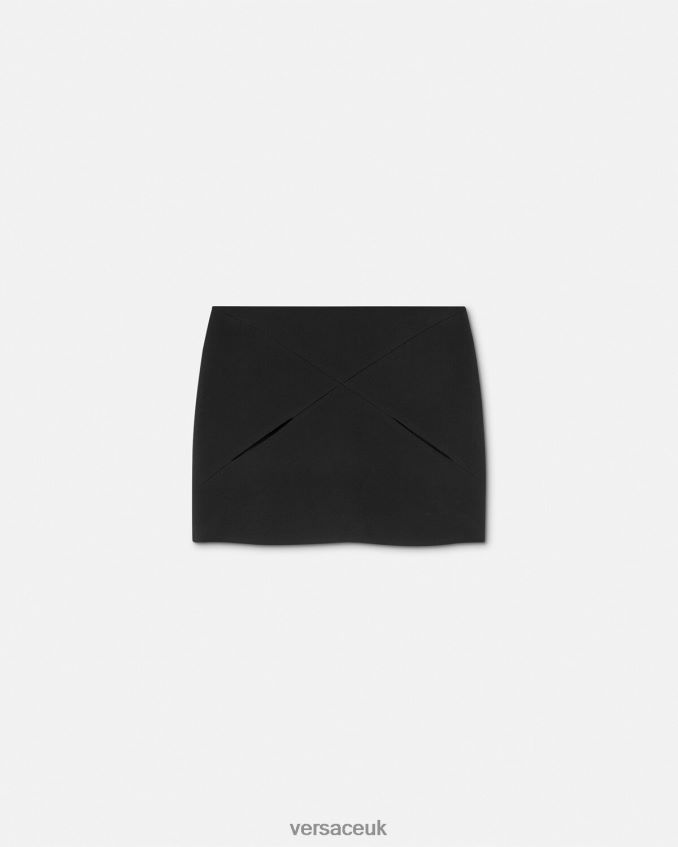 Women Versace Slashed Wool Mini Skirt 6D2D06125 Black Clothing