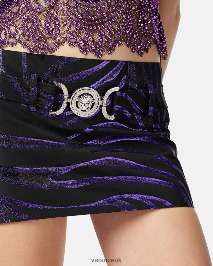 Women Versace Zebra Medusa \'95 Mini Skirt 6D2D06126 Print & Violet Clothing