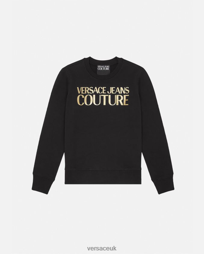 Women Versace Logo Sweater 6D2D062155 Black & Gold Clothing