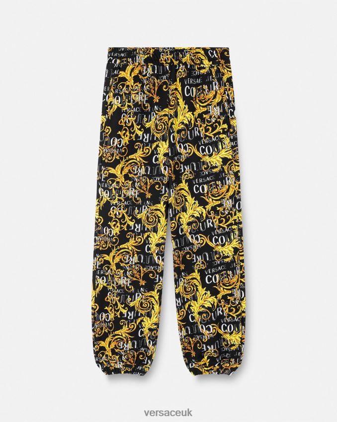 Women Versace Logo Couture Sweatpants 6D2D062238 Black & Gold Clothing