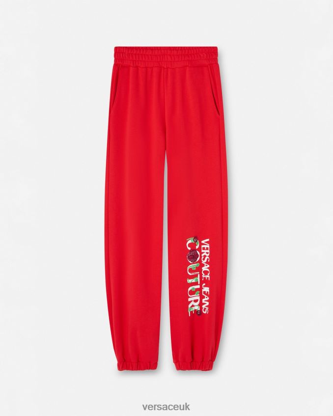 Women Versace Roses Logo Sweatpants 6D2D062177 Orange Clothing