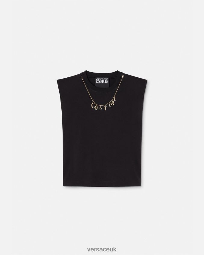 Women Versace Charms Sleeveless T-shirt 6D2D062199 Black Clothing