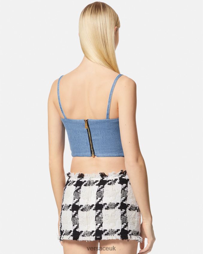 Women Versace Denim Corset Top 6D2D06228 Light Blue Clothing