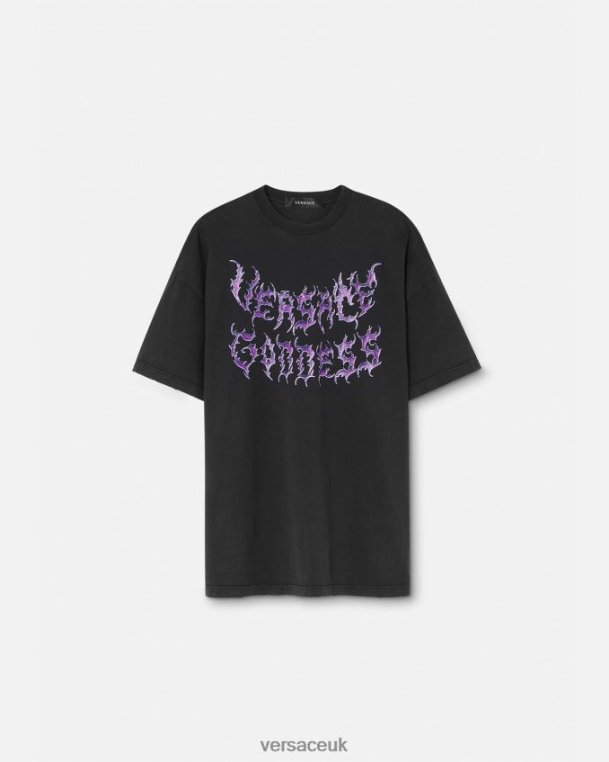 Women Versace Goddess Oversized T-Shirt 6D2D06150 Black Clothing