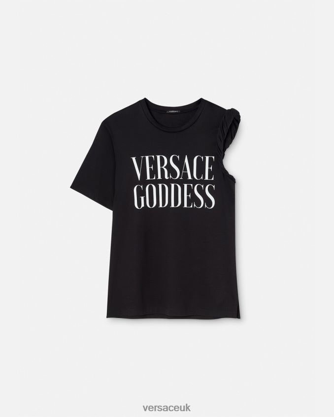 Women Versace Goddess Rolled T-shirt 6D2D06155 Black Clothing
