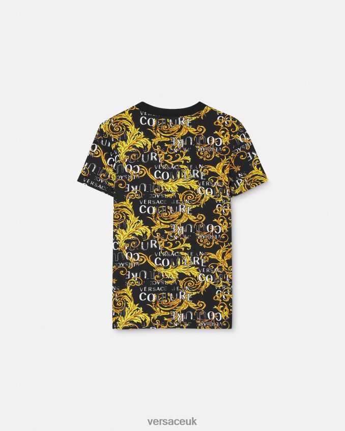 Women Versace Logo Couture T-Shirt 6D2D062222 Black & Gold Clothing