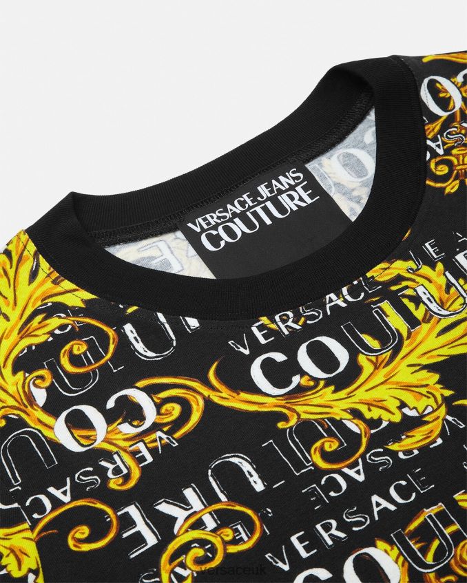 Women Versace Logo Couture T-Shirt 6D2D062222 Black & Gold Clothing