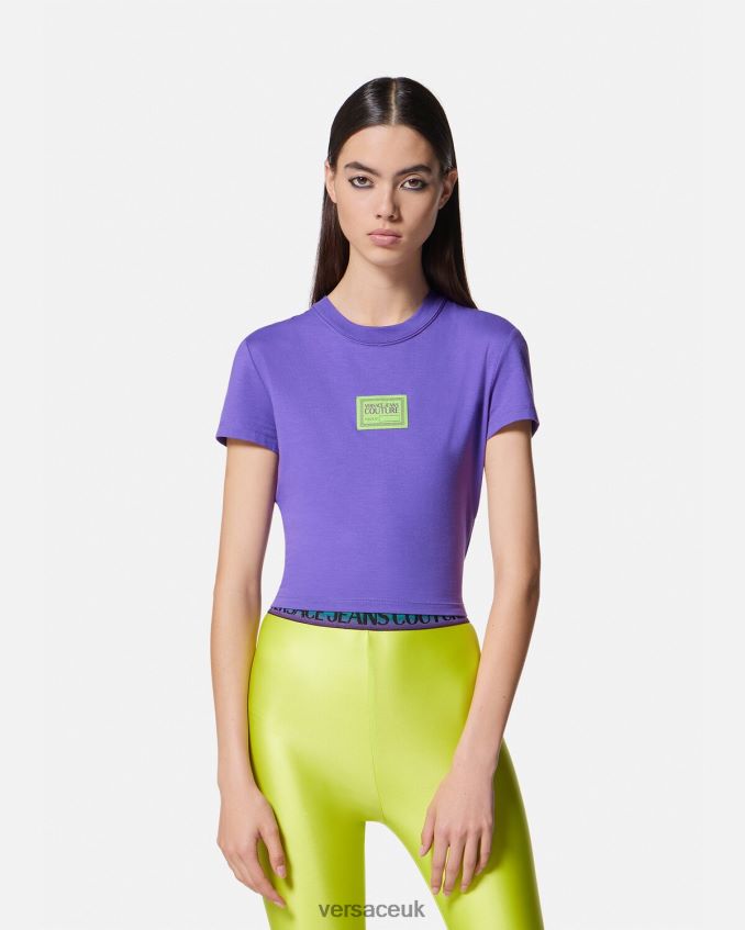 Women Versace Piece Number Crop T-Shirt 6D2D062227 Violet Clothing
