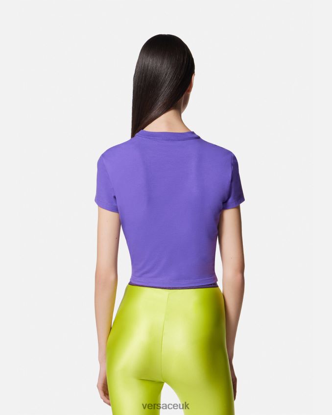 Women Versace Piece Number Crop T-Shirt 6D2D062227 Violet Clothing