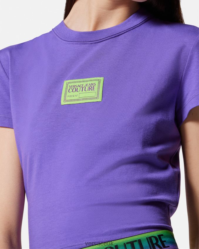 Women Versace Piece Number Crop T-Shirt 6D2D062227 Violet Clothing