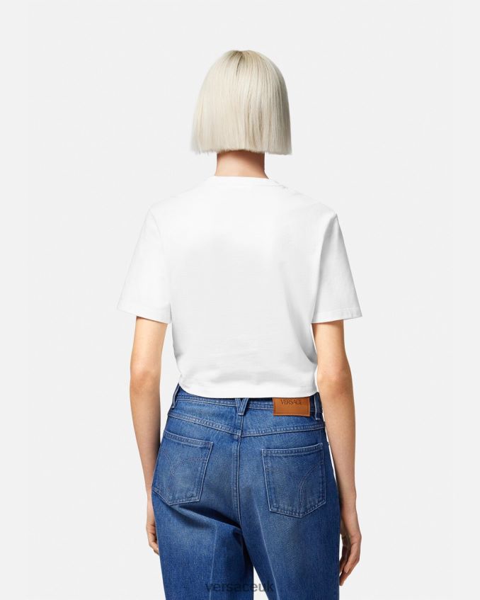 Women Versace Safety Pin Logo T-Shirt 6D2D06138 White Clothing