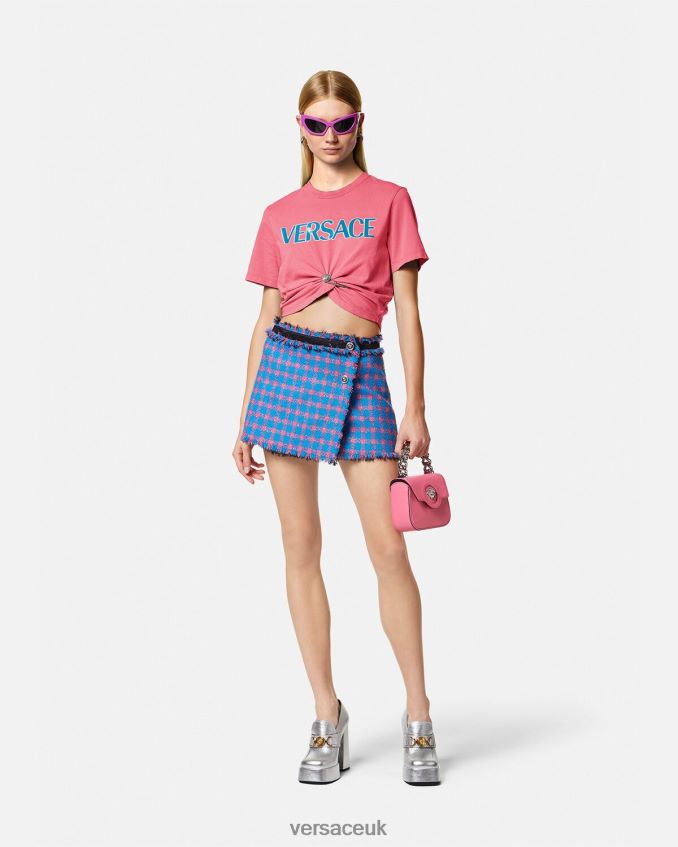 Women Versace Safety Pin Logo T-Shirt 6D2D06139 Pink Clothing