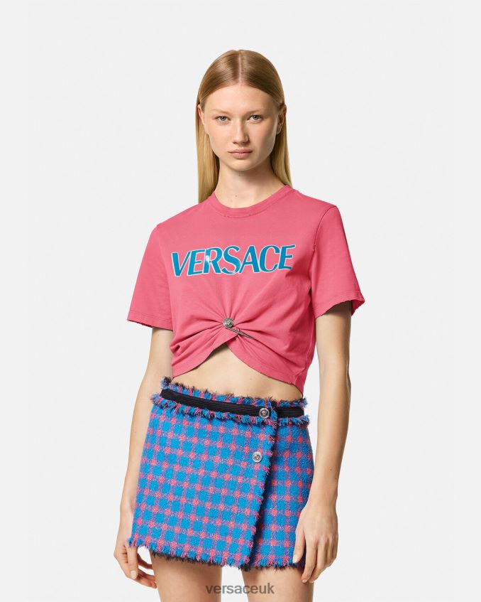 Women Versace Safety Pin Logo T-Shirt 6D2D06139 Pink Clothing