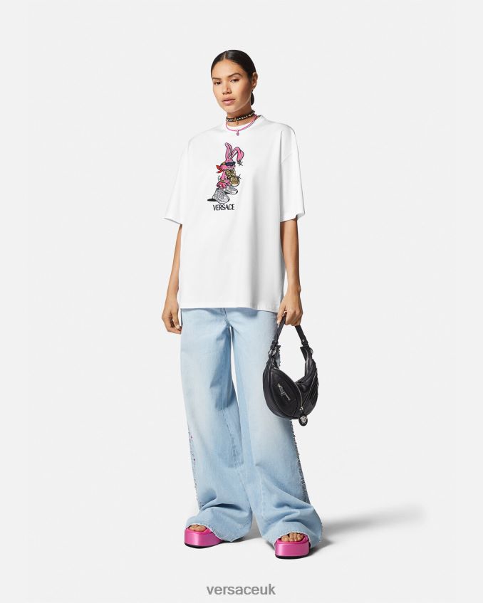 Women Versace Spring Festival Rabbit T-Shirt 6D2D06148 White Clothing