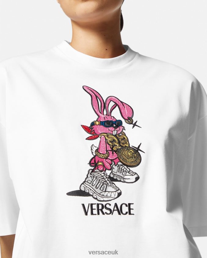 Women Versace Spring Festival Rabbit T-Shirt 6D2D06148 White Clothing