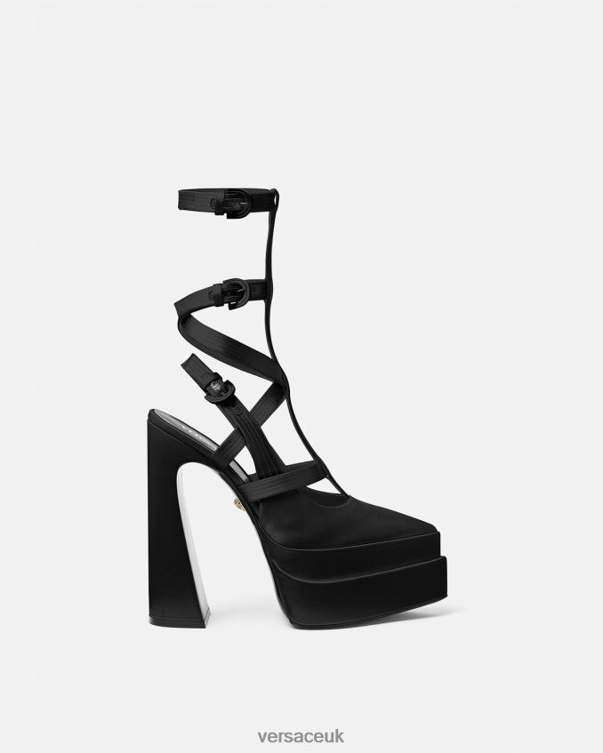 Women Versace Aevitas Pointy Cage Platform Pumps 6D2D06404 Black Shoe