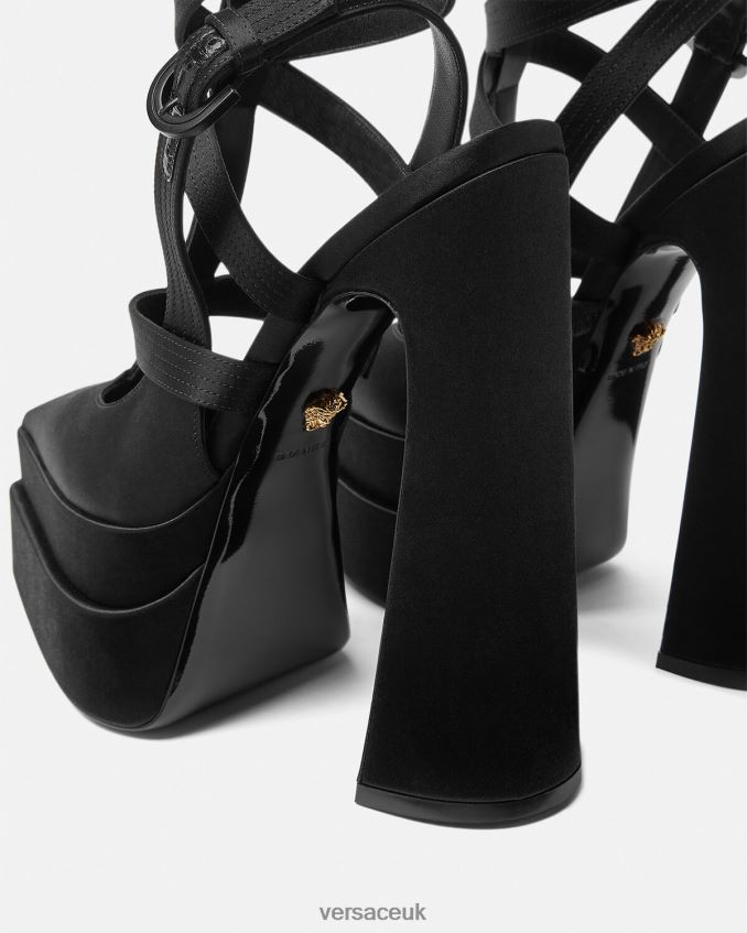 Women Versace Aevitas Pointy Cage Platform Pumps 6D2D06404 Black Shoe