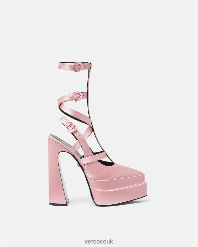 Women Versace Aevitas Pointy Cage Platform Pumps 6D2D06405 Pink Shoe