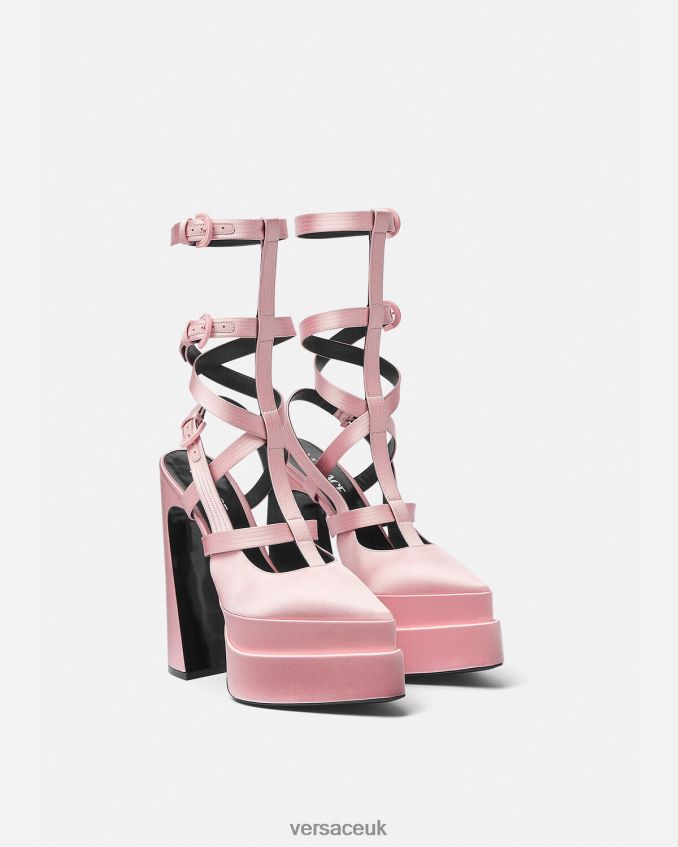 Women Versace Aevitas Pointy Cage Platform Pumps 6D2D06405 Pink Shoe