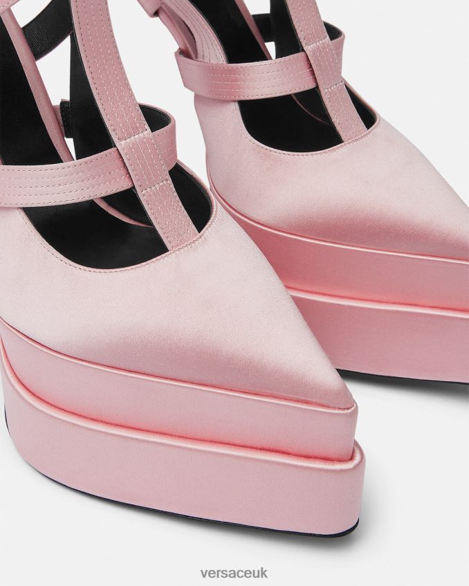 Women Versace Aevitas Pointy Cage Platform Pumps 6D2D06405 Pink Shoe