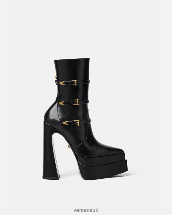 Women Versace Aevitas Pointy Platform Boots 6D2D06418 Black Shoe