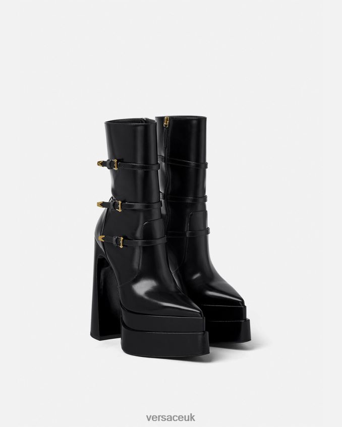 Women Versace Aevitas Pointy Platform Boots 6D2D06418 Black Shoe