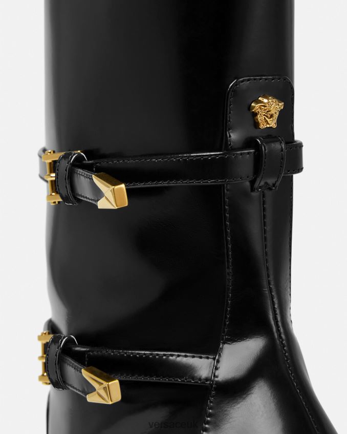 Women Versace Aevitas Pointy Platform Boots 6D2D06418 Black Shoe