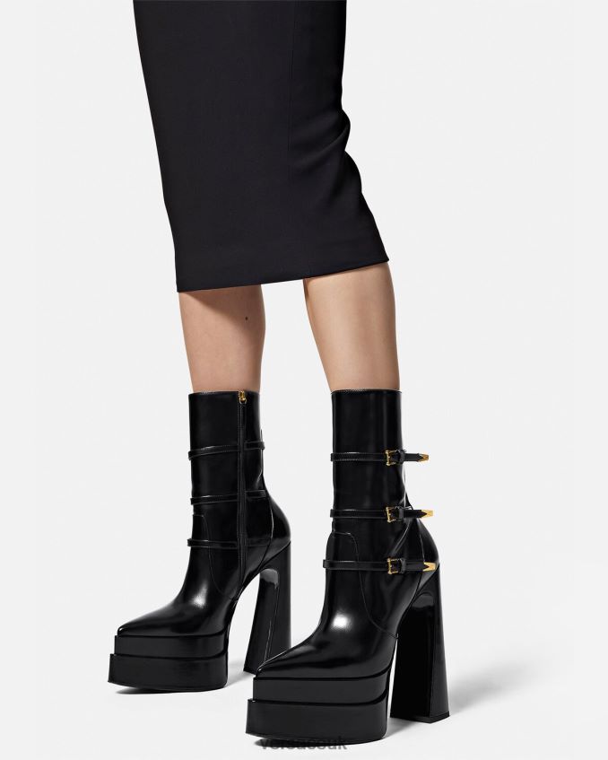 Women Versace Aevitas Pointy Platform Boots 6D2D06418 Black Shoe