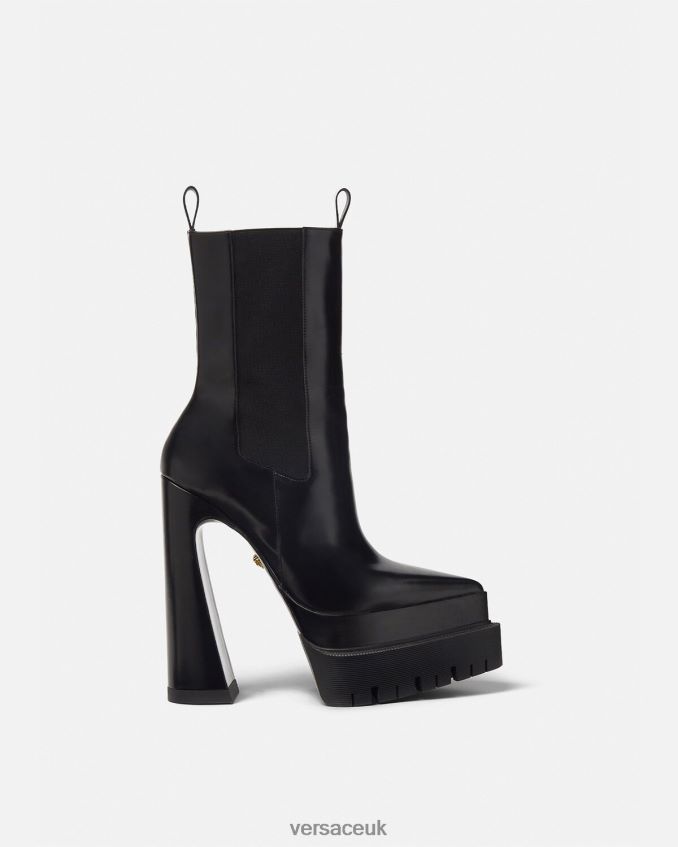 Women Versace Aevitas Pointy Platform Boots 6D2D06419 Black Shoe