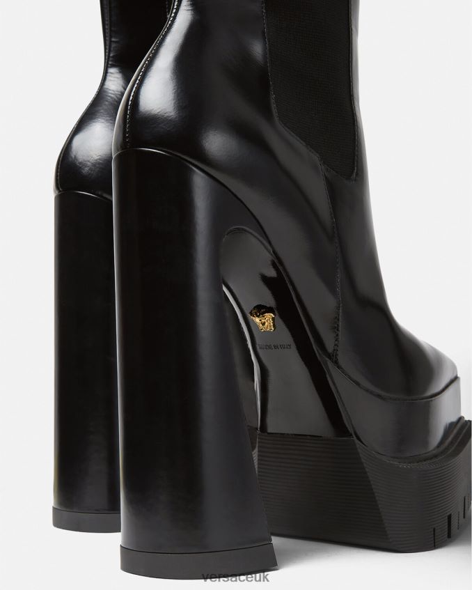 Women Versace Aevitas Pointy Platform Boots 6D2D06419 Black Shoe