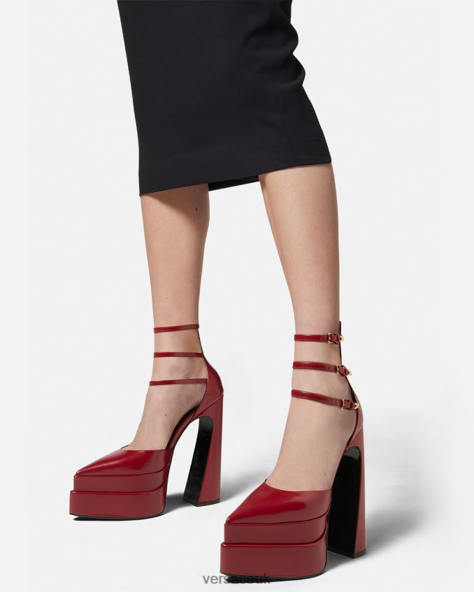 Women Versace Aevitas Pointy Platform Pumps 6D2D06408 Burgundy Shoe