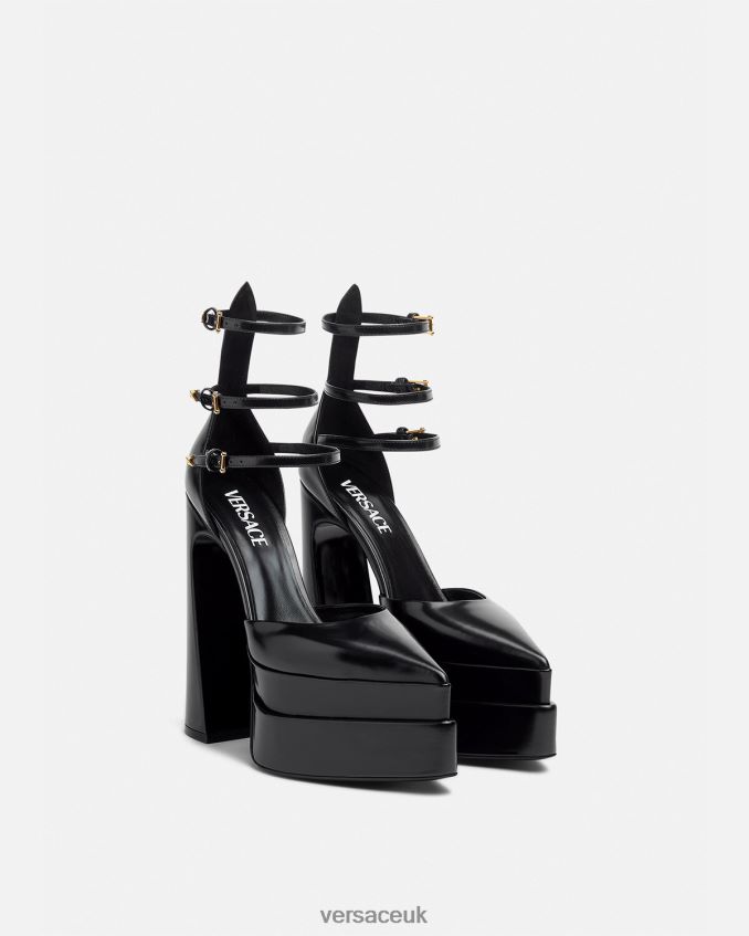 Women Versace Aevitas Pointy Platform Pumps 6D2D06420 Black Shoe