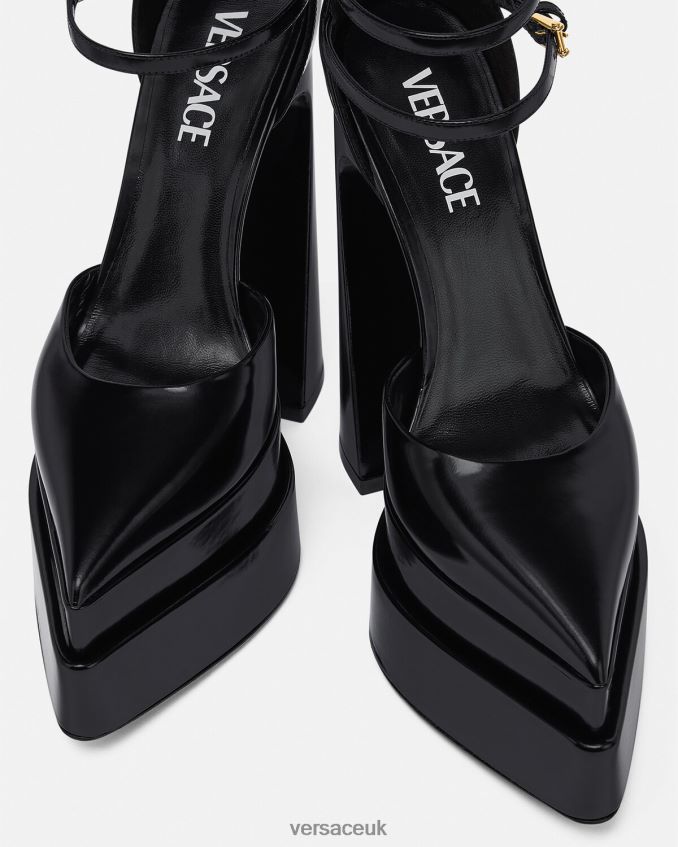Women Versace Aevitas Pointy Platform Pumps 6D2D06420 Black Shoe
