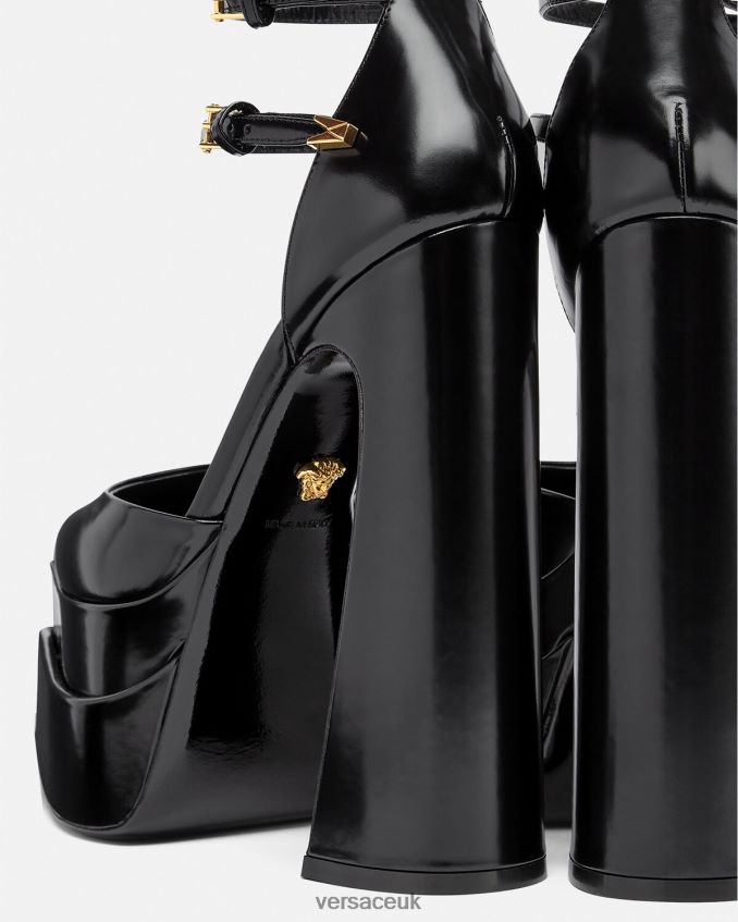 Women Versace Aevitas Pointy Platform Pumps 6D2D06420 Black Shoe