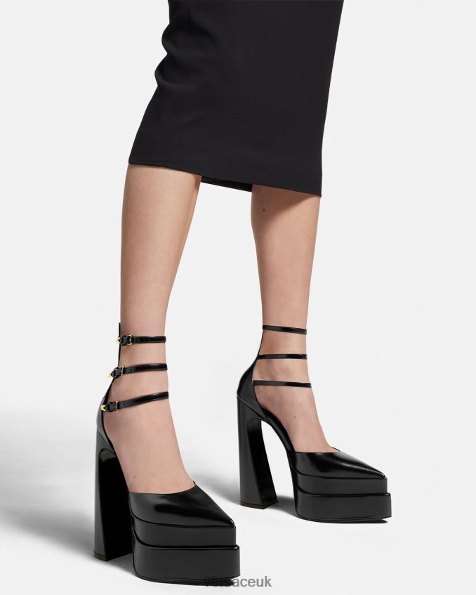 Women Versace Aevitas Pointy Platform Pumps 6D2D06420 Black Shoe