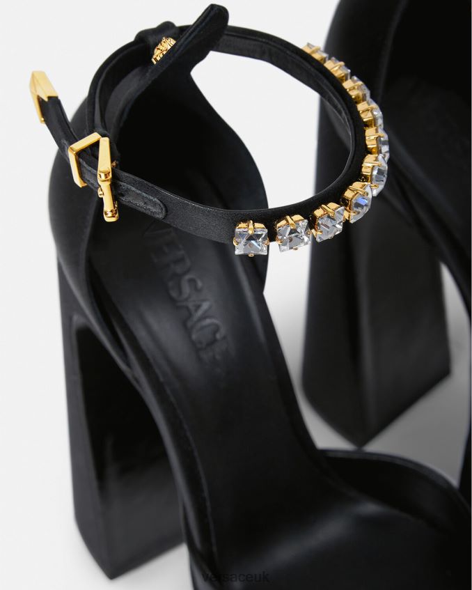 Women Versace Aevitas Pointy Platform Pumps 6D2D06421 Black Shoe