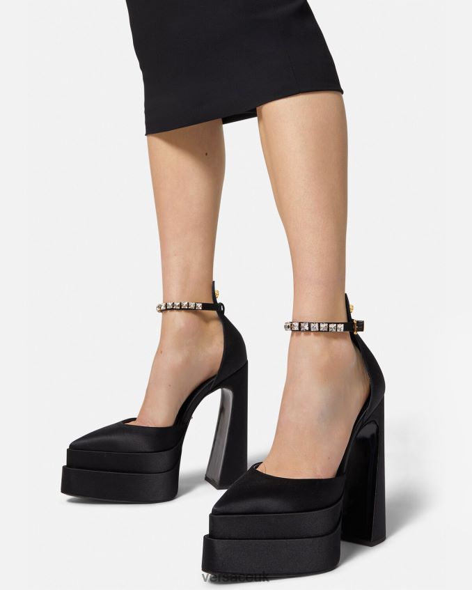 Women Versace Aevitas Pointy Platform Pumps 6D2D06421 Black Shoe