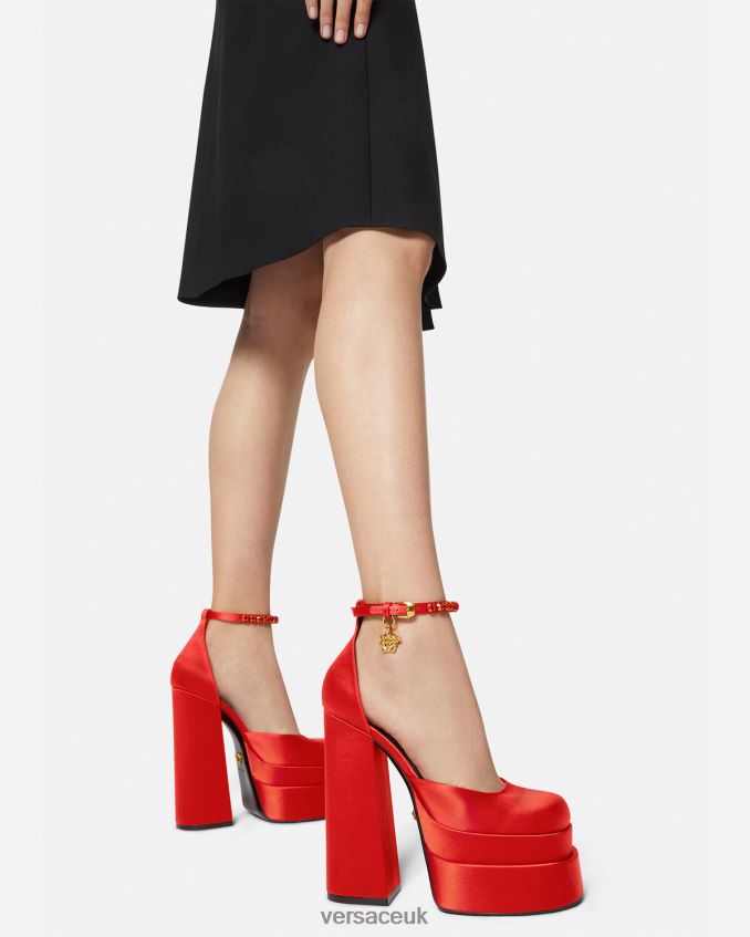 Women Versace Medusa Aevitas Platform Pumps 6D2D06412 Red Shoe