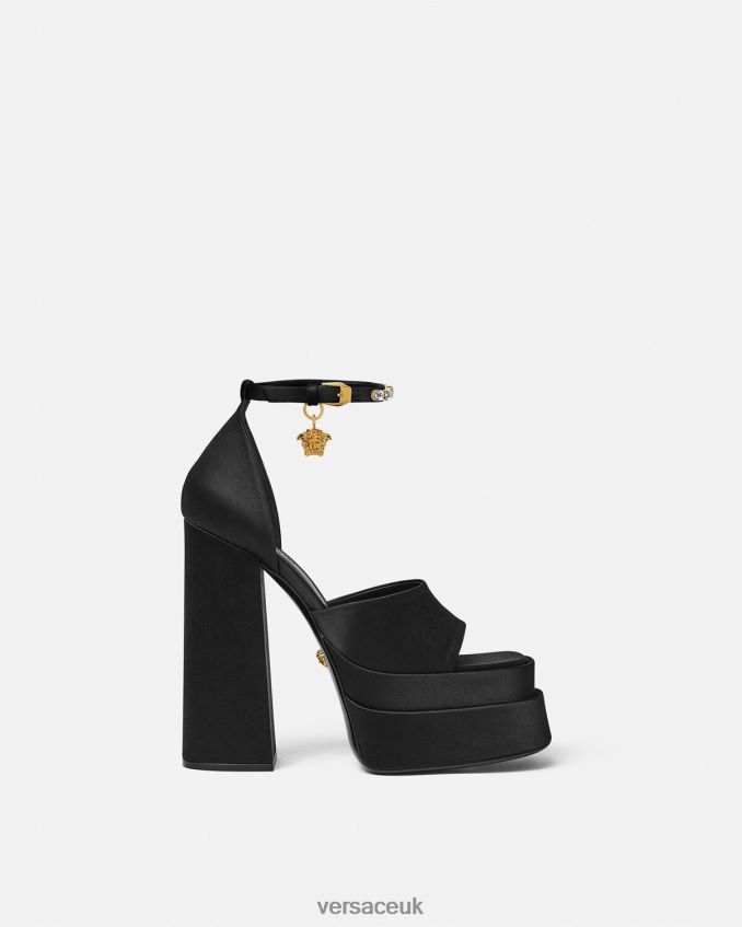 Women Versace Medusa Aevitas Platform Sandals 6D2D06424 Black Shoe