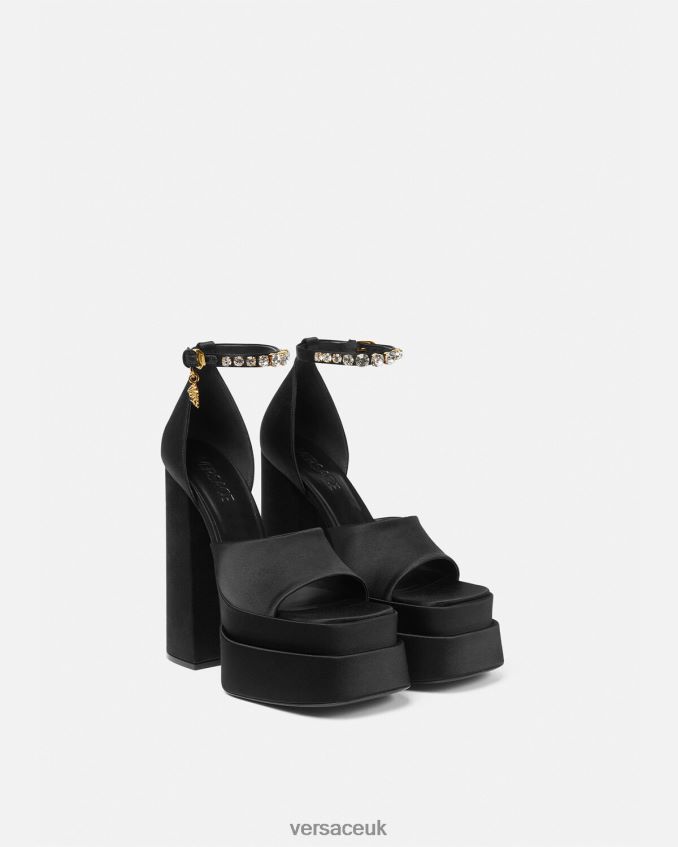 Women Versace Medusa Aevitas Platform Sandals 6D2D06424 Black Shoe