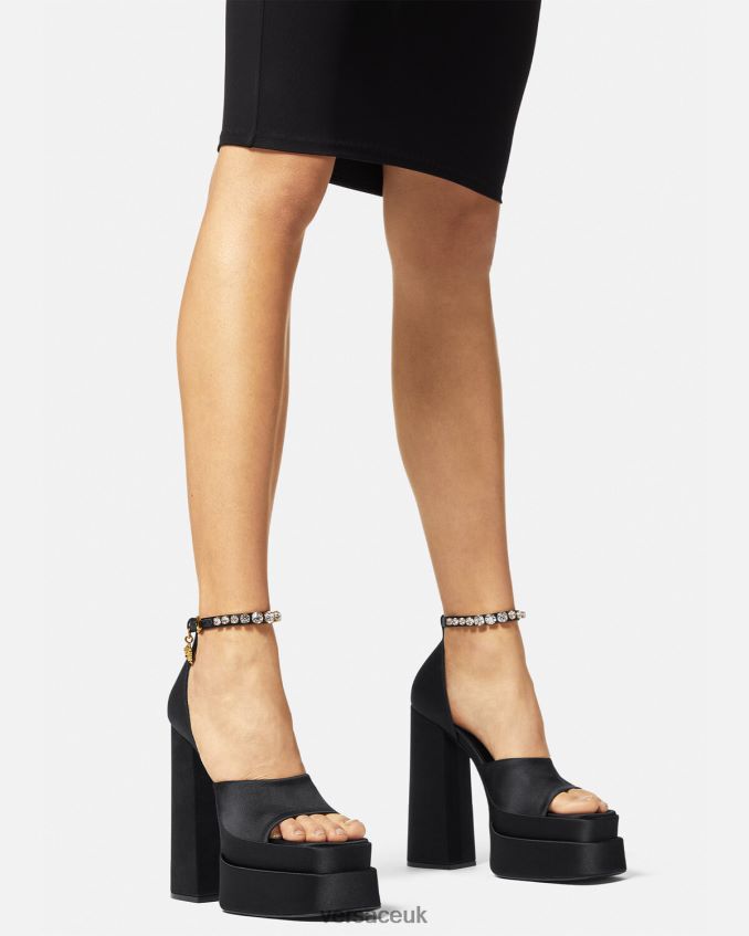 Women Versace Medusa Aevitas Platform Sandals 6D2D06424 Black Shoe